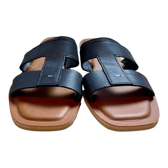 TOMS Black Leather Seacliff Slide Sandal Women’s Size 6.5 NWOT - Picture 3 of 10